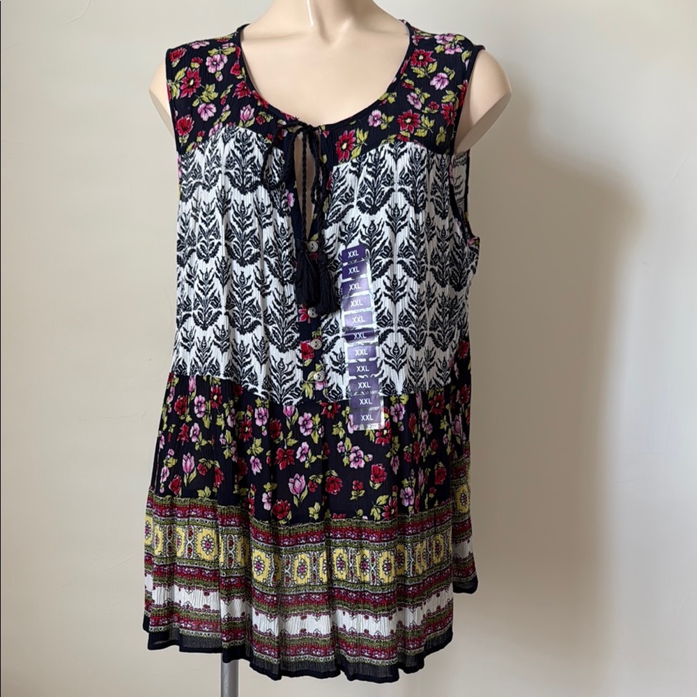 Bila Boho Sleeveless Tie Front Blouse XXL NWT